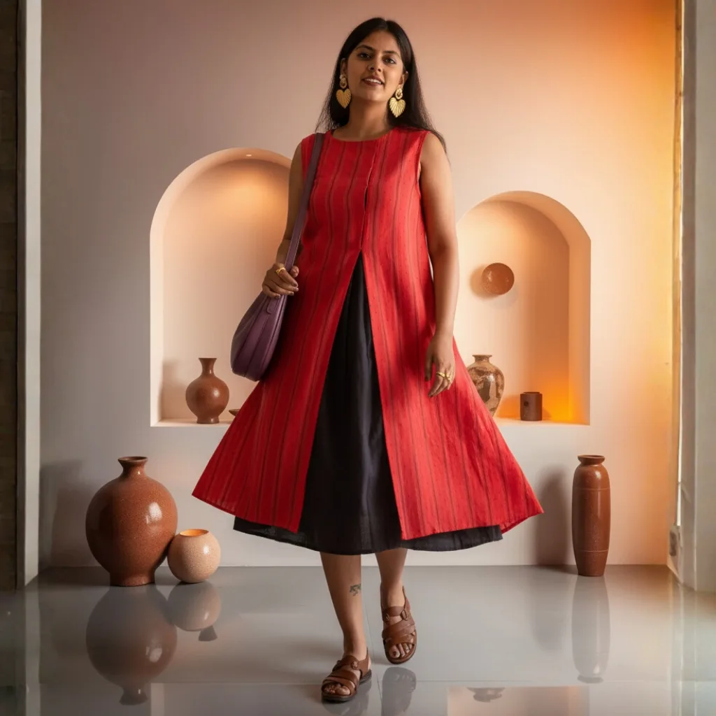 Forest Blossom Green Jamdani Dress