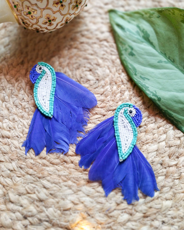 BLUE BOHEMIAN SAREE WITH EARRINGS