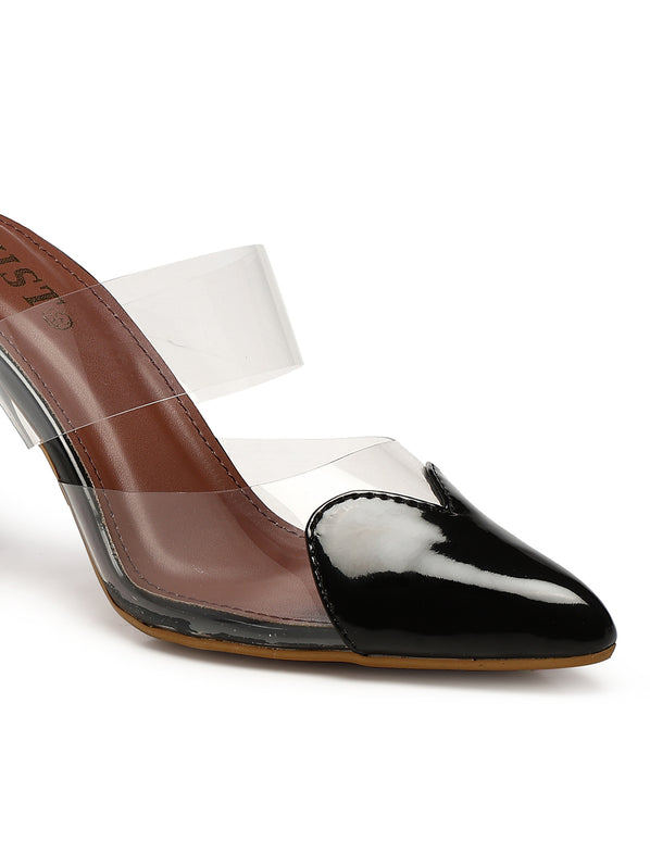 GNIST Love heart Transparent Black Heels - Main Image