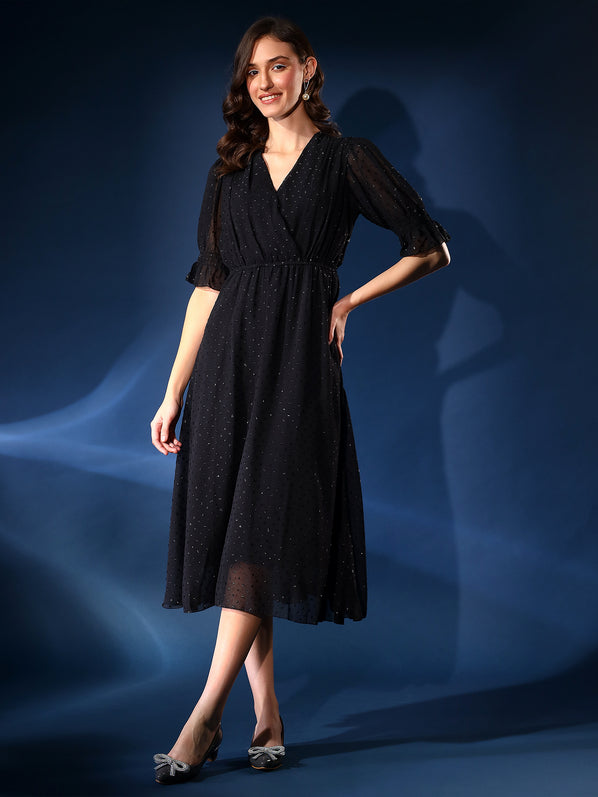 Stylish Black Flared Dress